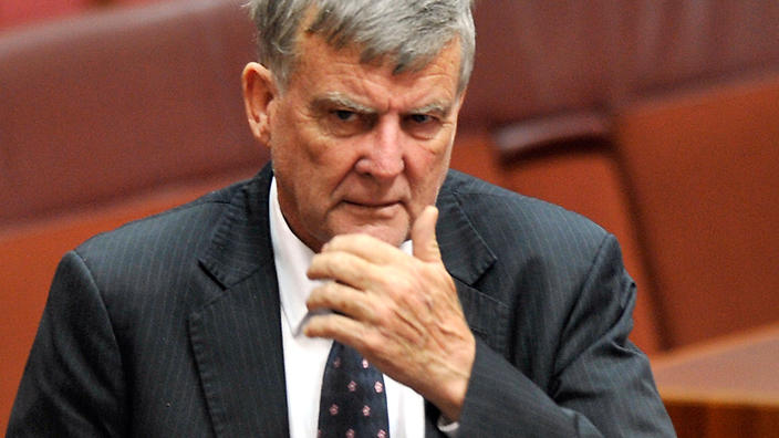Coalition senator Bill Heffernan speaking during Senate question time at Parliament House in Canberra, Thursday, Feb. 28, 2013. (AAP Image/Alan Porritt) NO ARCHIVING