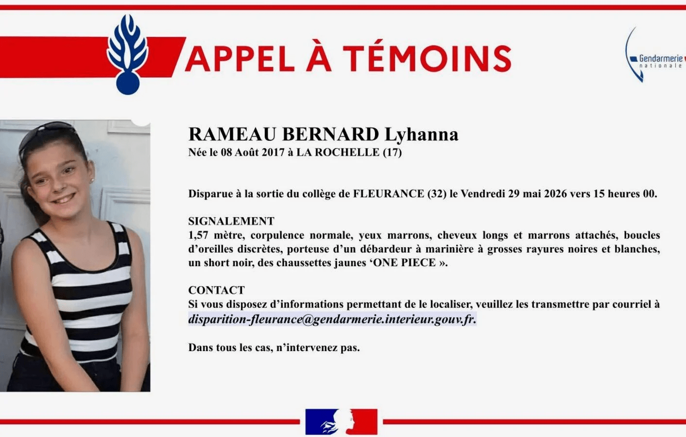 Gers | Disparition de Lyhanna à Fleurance